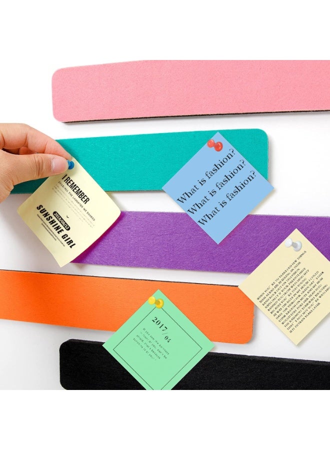 Arabest 5 Pack Felt Pin Board Bar Strips Bulletin Board for Bedrooms Offices Home Wall Decoration, Notice Board Self Adhesive Cork Board with Push Pins for Paste Notes, Photos, Schedules (Multi-Color) - Image 2